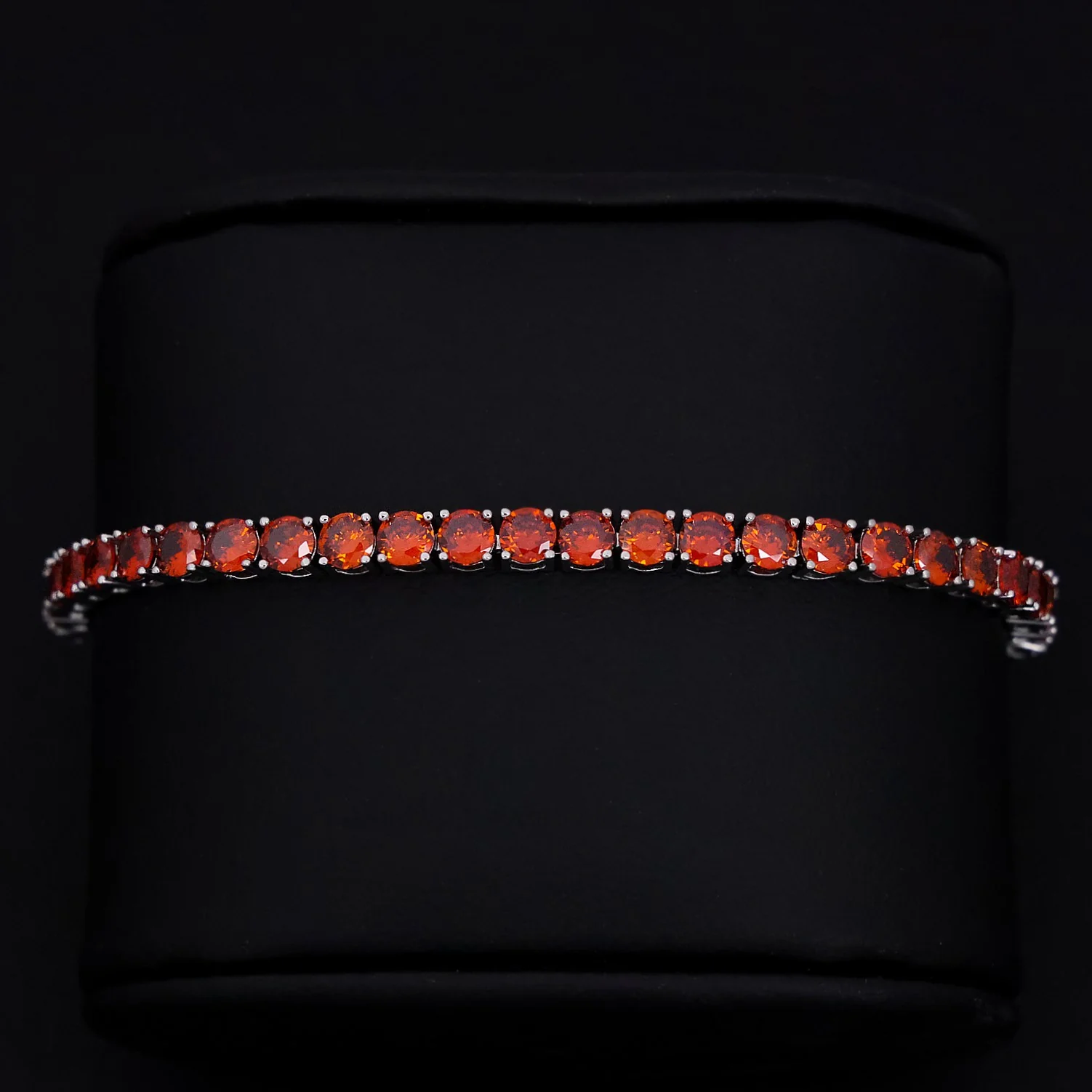 4mm Red Tennis Bracelet - White Gold