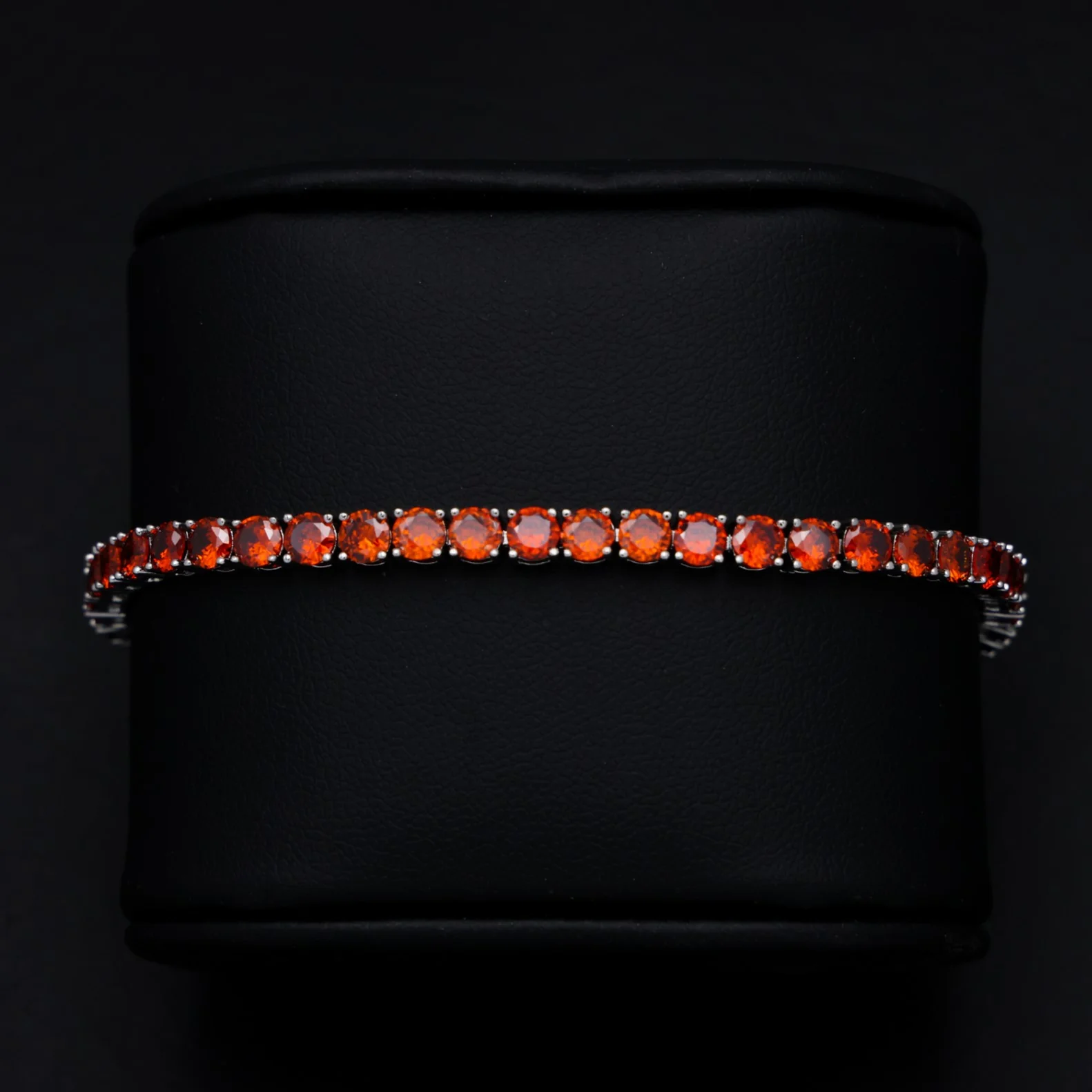 4mm Red Tennis Bracelet - White Gold - Image 2