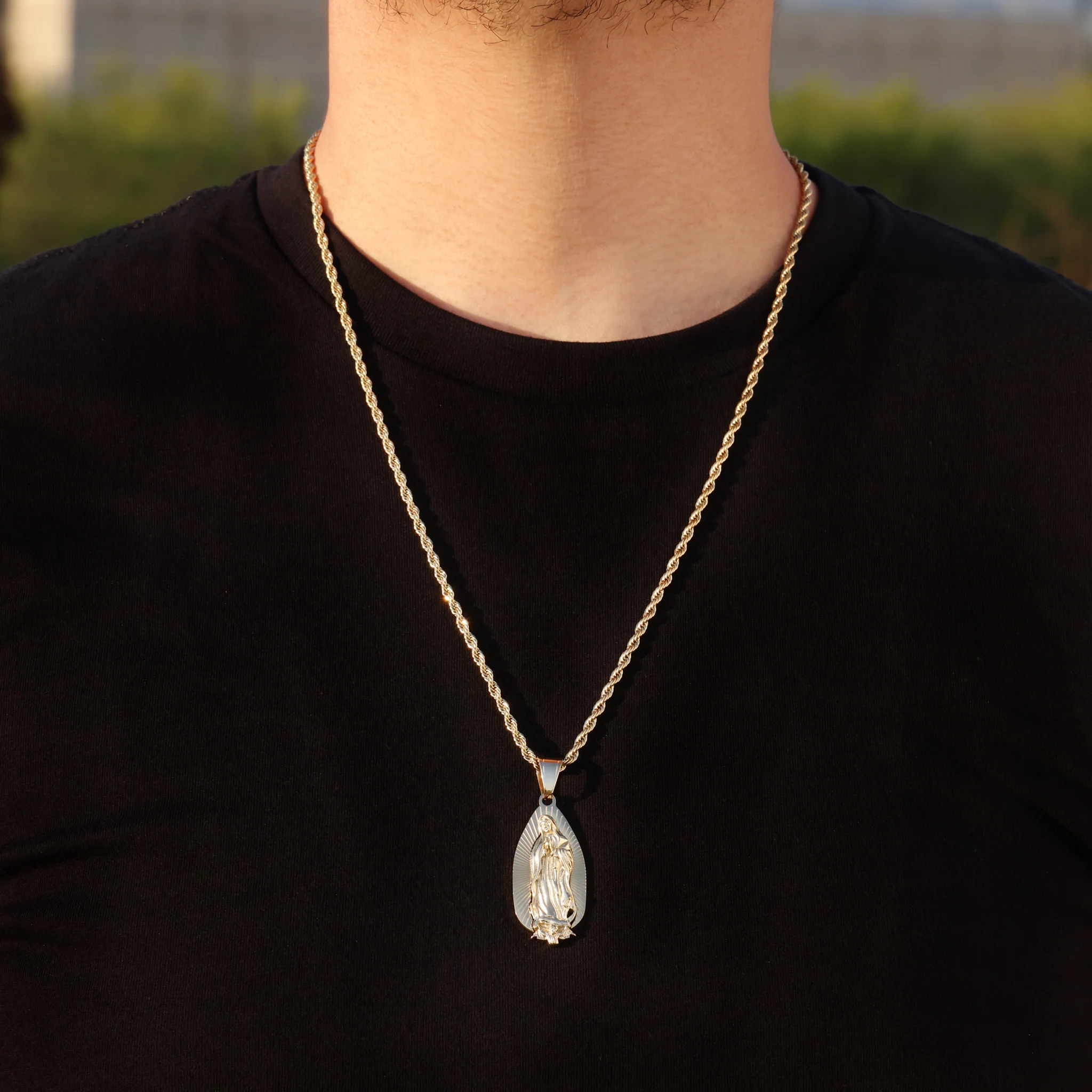 Virgin Mary Pendant - Gold - Image 2
